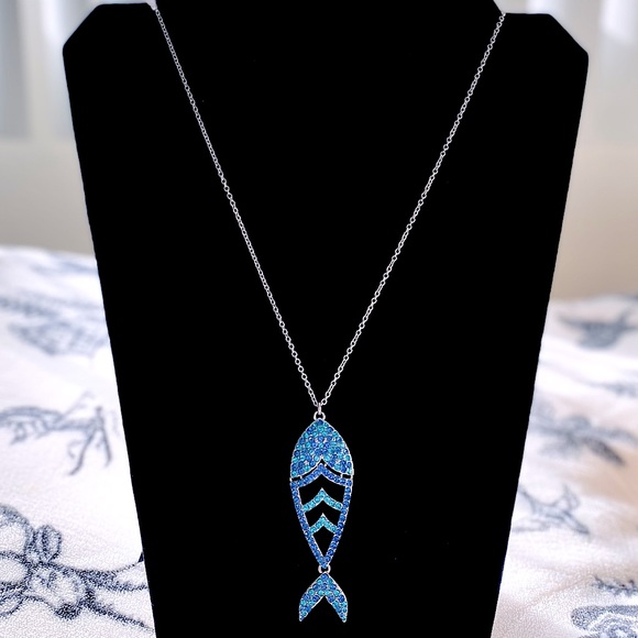 INC Long Pave Fish Pendant Necklace - Picture 3 of 11